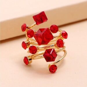 Emerald Luxe Red Crystal Coil Ring